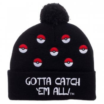 Novelty - Hats - Pokemon - Pokeball Cuff Pom Beanie