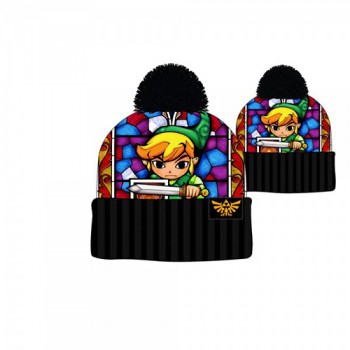 Novelty Hats Nintendo Zelda Stain Glass Pom Beanie