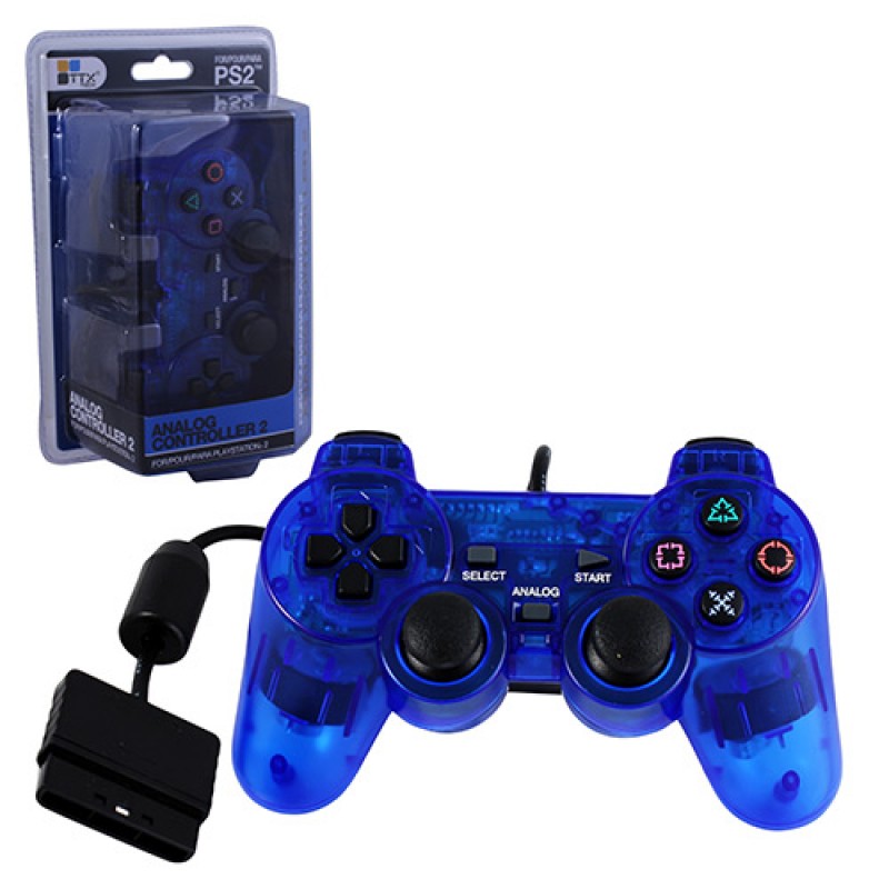 clear blue ps2 controller