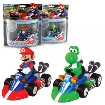 Toy Mario Kart Pull Back Large 6 Pack Assorted (4 Mario 2 Yoshi) (nintendo)